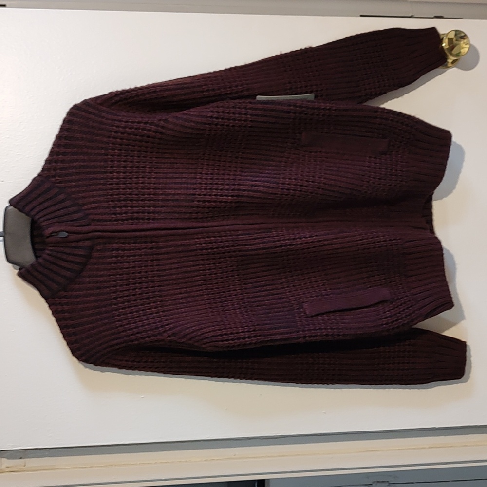 Men's Amongst Others Burgundy ZIP Up Sweater Size Medium
